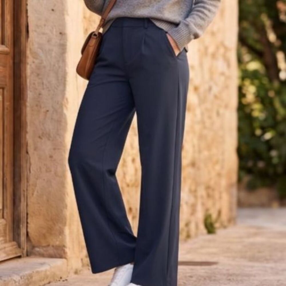 Halara HaloTek Air Navy High Waist Pleated Pull On Pocket Pants SIZE LARGE